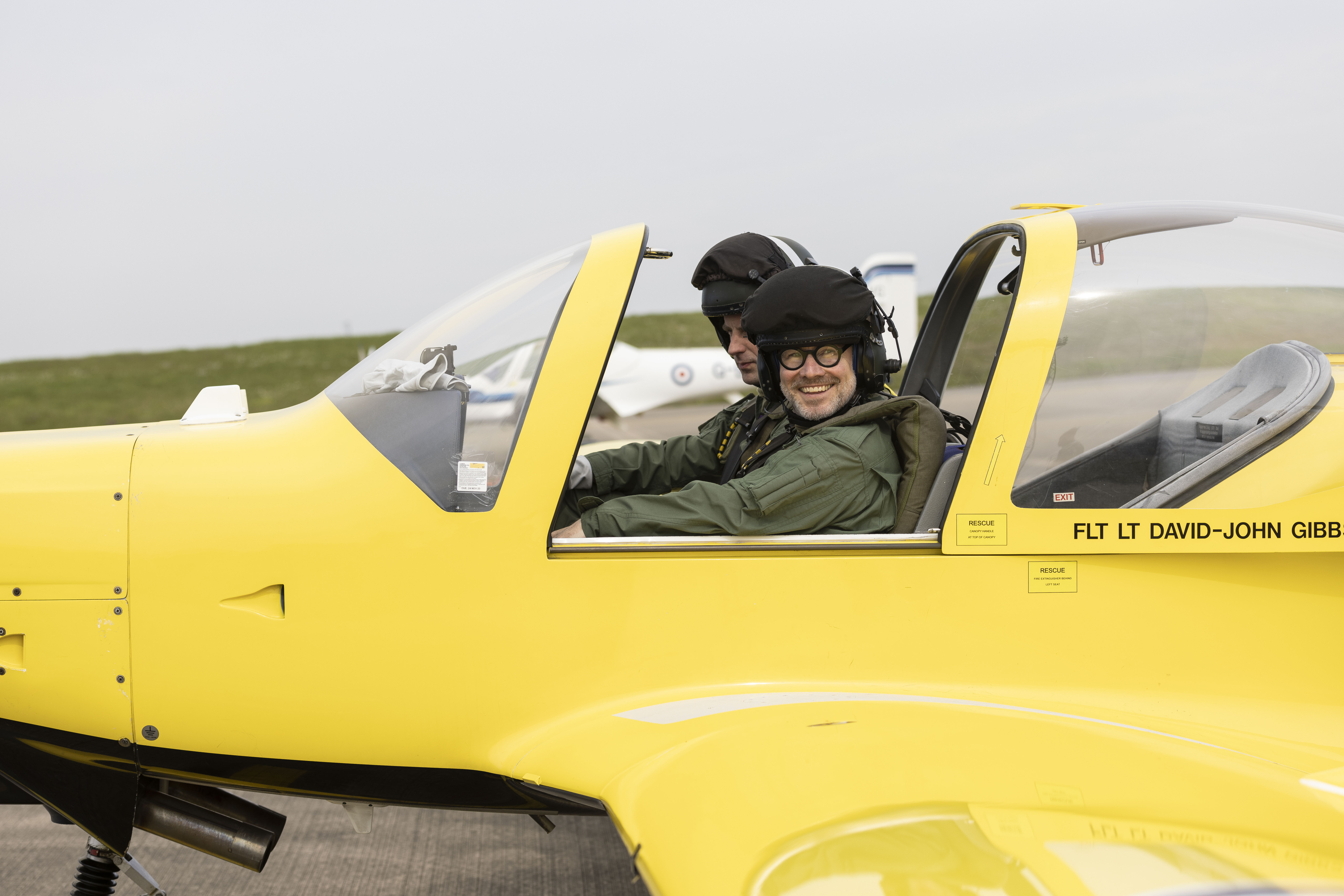 Father Aaron Beasley enjoyed a flight in a Tutor aircraft with Squadron Leader Ed Berwick, the Officer Commanding of the University of London Air Sqn